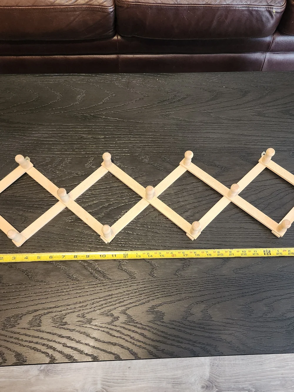 Wooden Expandable Accordion Rack - Natural Wood Color W/ 13 Pegs